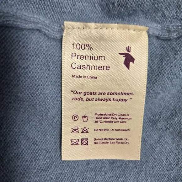 State 100% Pure Cashmere Blue Short Sleeve Crewneck Sweater M, Worn Once - Picture 6 of 7